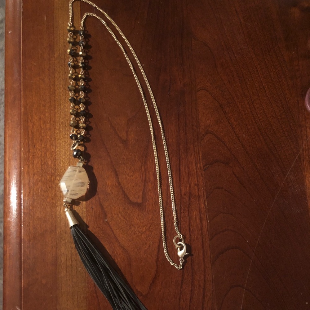 Black and gold long necklace